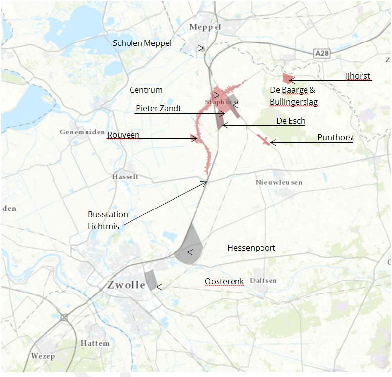 Bestemmingen Fietsverkeer van en naar Staphorst kent in de omgeving een aantal primaire bestemmingen.