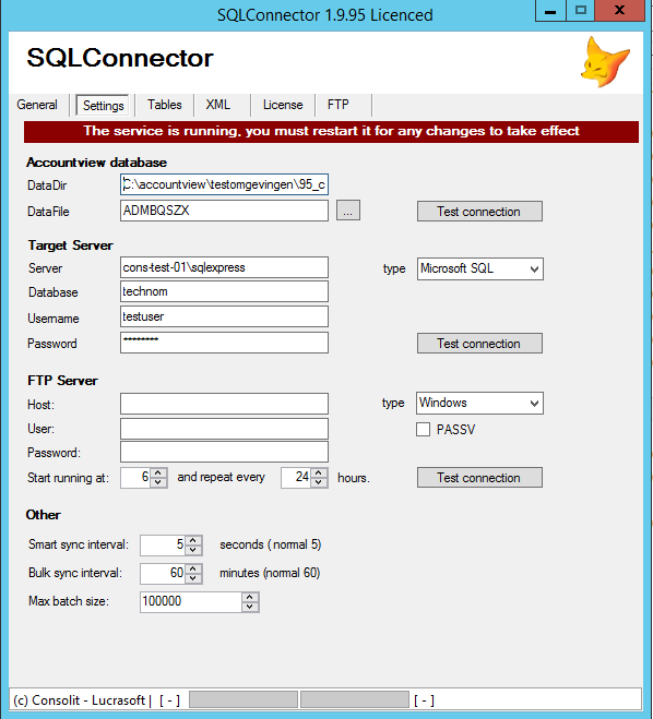 Pagina 10 / 15 C4 SQL Connector De SQL Connector moet gestopt worden Nadat het nieuwe boekjaar is aangemaakt moet in de SQL Connector de AccountView Database worden aangepast.
