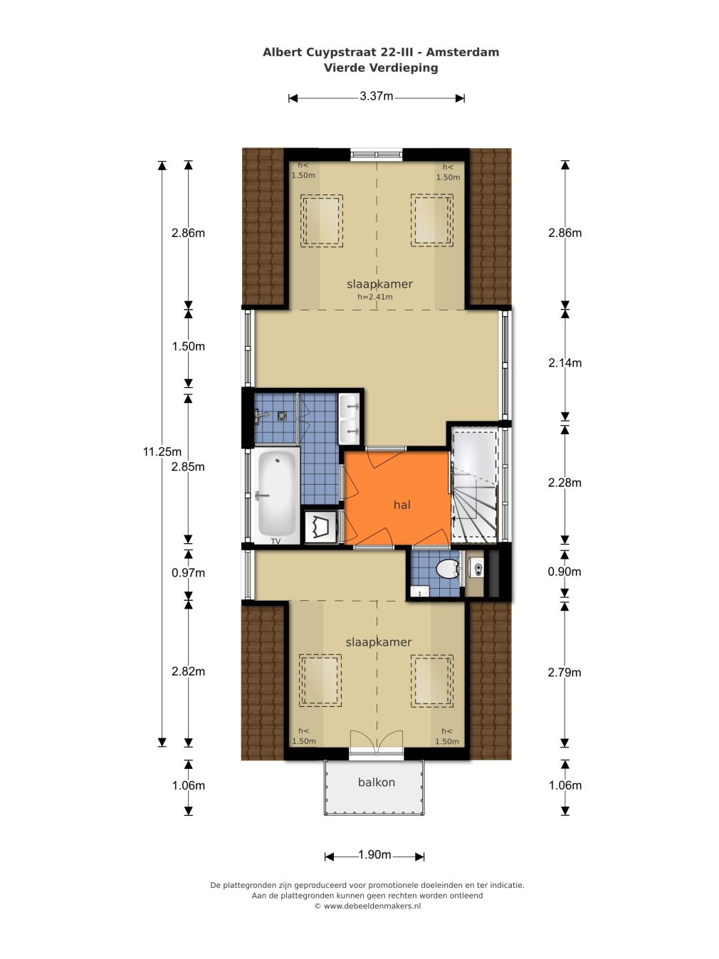 PLATTEGROND VIERDE VERDIEPING Deze informatie is door ons met de nodige zorgvuldigheid samengesteld.