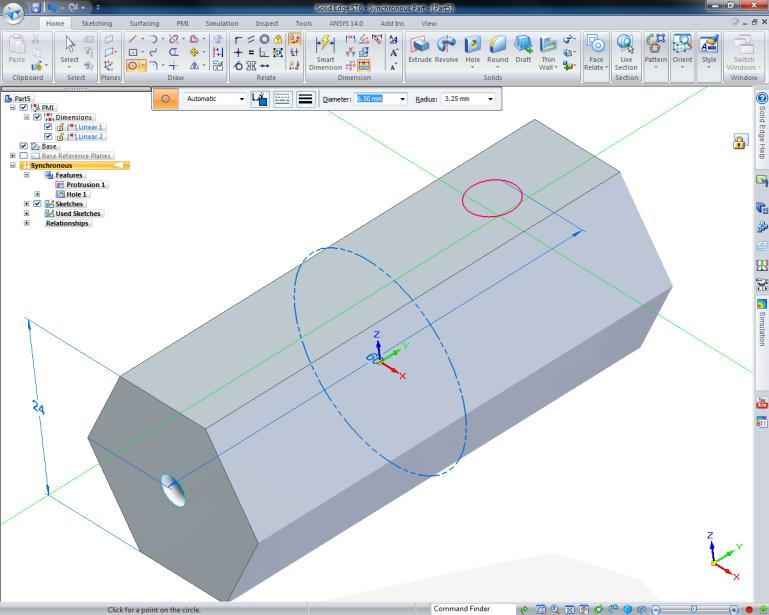 6. Draai het beeld.. Klik op het plane om het center van de cirkel neer te zetten.. Klik om de cirkel te maken. 7. Klik op de functie Select.