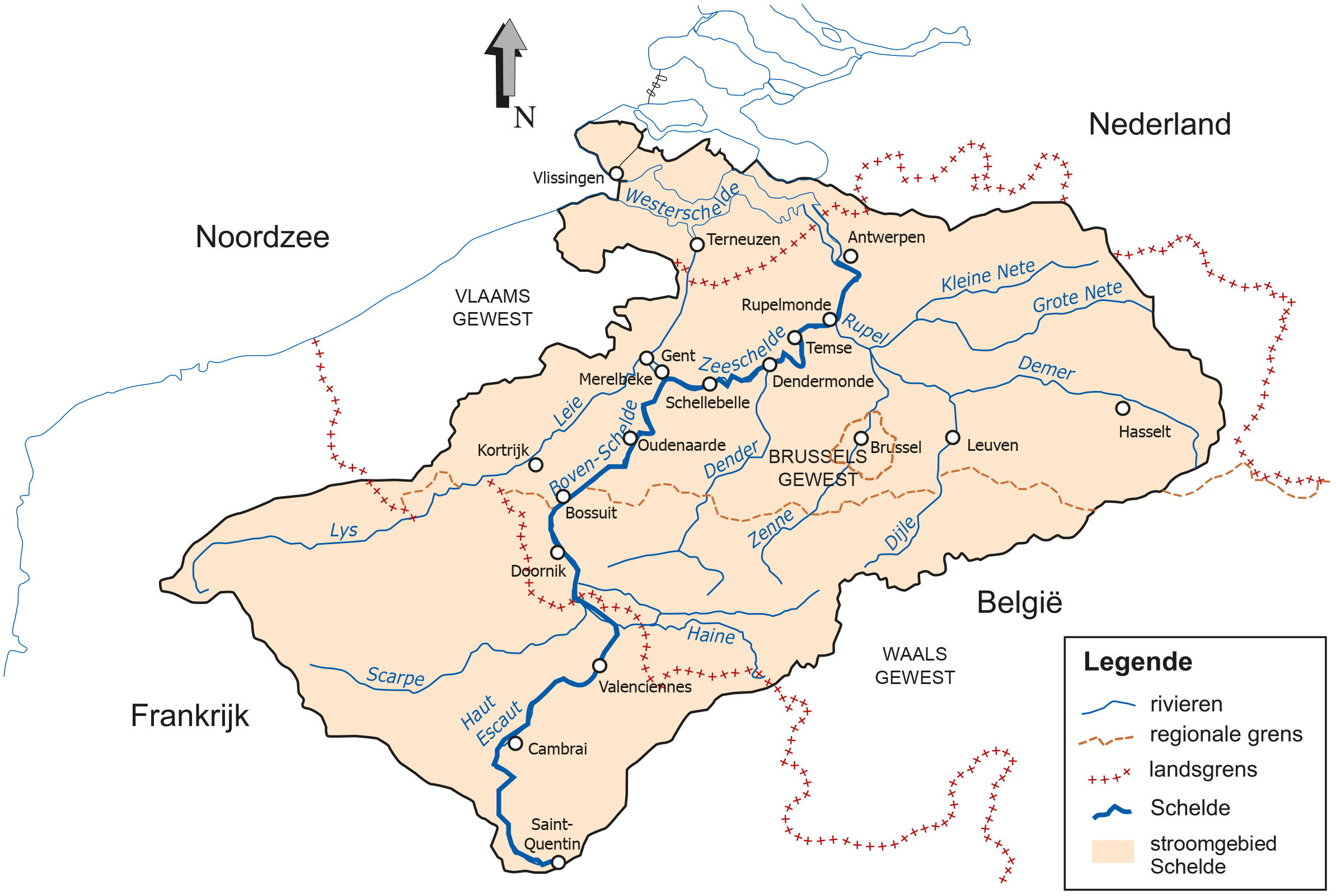 De Boven-Schelde: varen tussen Oudenaarde en Merelbeke De Boven-Schelde Het Scheldestroomgebied Het stroomgebied van de Schelde en haar bijrivieren beslaat een oppervlakte van circa 21.