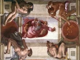 Vraag 8.3 8.3.1 Op bovenstaande afbeelding staat een heel bekend kunstwerk, welk kunstwerk? Gedeelte van het plafond van de sixtijnse kapel 8.3.2 Waar is dit kunst stuk te vinden? Rome, Vaticaan 8.3.3 Wie is de schilder?