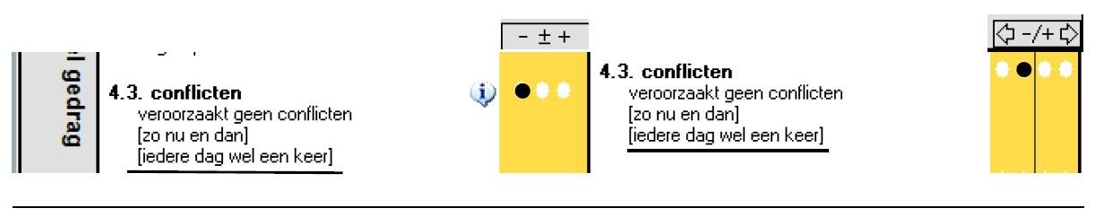 2) De min, ongewenst gebleven 3) De plus; gewenste ontwikkeling In dit voorbeeld gaat het erom dat het goed is