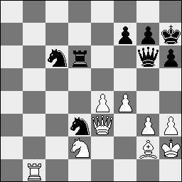 Tfe1 Td7 20.Te3 Tfd8 21.Tae1 h6 22.Lf1 Dg6 23.Lb5 Td6 Het staat gelijk na 31.Dxb4 Lxf3 32.Dxe7 Txd2 33.Dxc7 (33.Lc4 Kh7 34.h4 Tc2 ) 33...Dc5 34.Dxc5 bxc5 35.Te3. 31...Td7?! Juist was 31...Pbc6! 32.Lg2 b5.