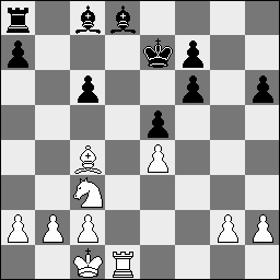 18.Pe2 Le6 19.b3 Lb6 20.Td3 Tg8 21.Tg3 Lxc4 22.bxc4 Tg6 23.Kd2 Kd6 24.Kd3 Kc5 25.c3 Ld8 26.Txg6 fxg6 27.g4 Kd6 28.Pg1 Ke6 29.Pf3 f5 30.gxf5+ gxf5 31.Pd2 Kf6 32.Pf3 La5 33.Ph4 fxe4+ 34.Kxe4 Lxc3 35.