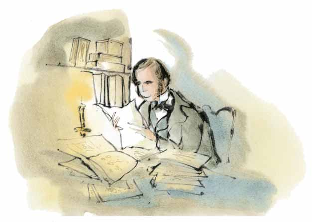 182 Charles Darwin neemt blij een paar brieven in ontvangst. De eerste brief die hij leest, is er een van zijn zussen. Zijn ogen schieten over de regels. Alles goed thuis. Mooi. Kleine nieuwtjes.
