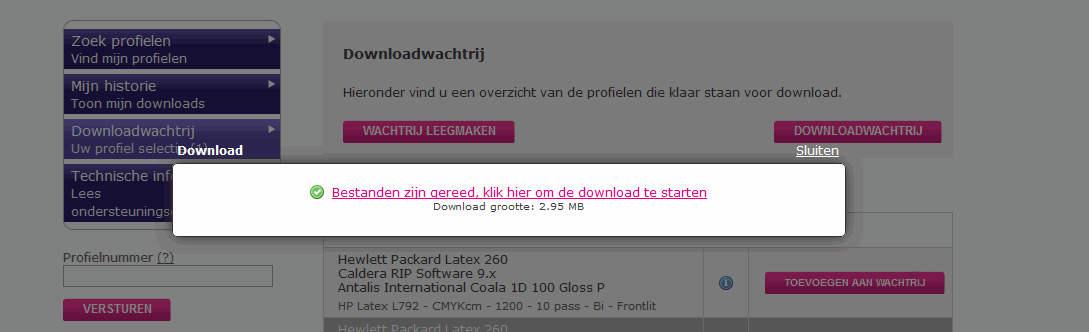 9. Uw profielen worden gecomprimeerd in een ZIP-bestand. a.