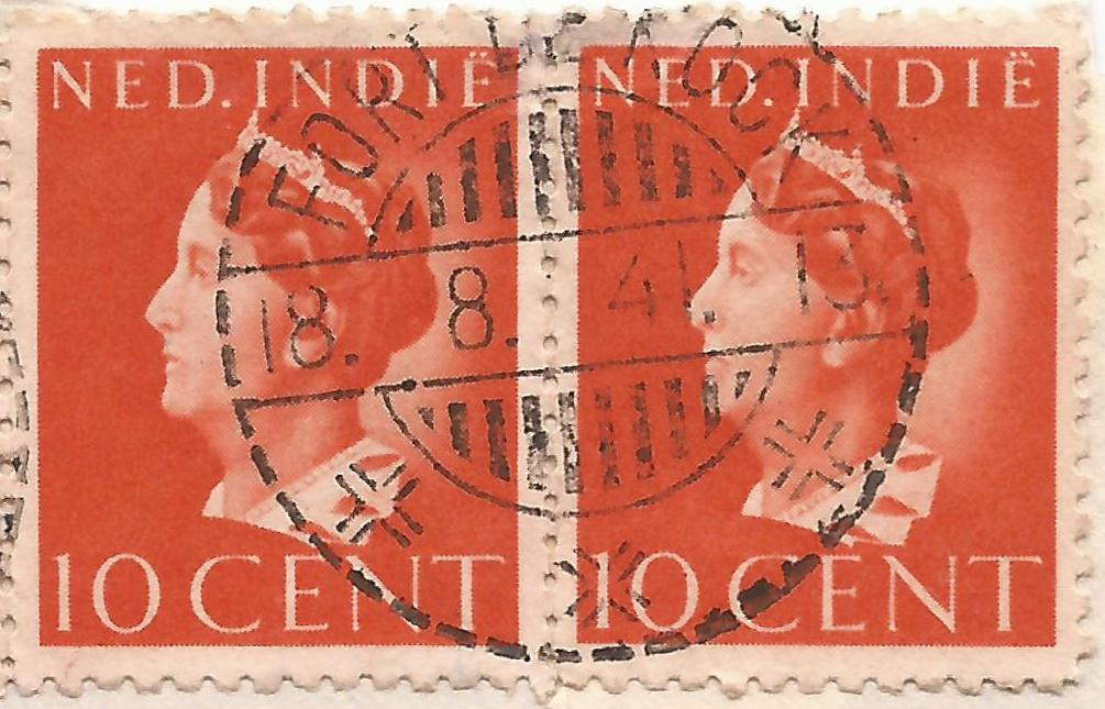 Figuur 11: De langebalkstempels 6a, 6b, 14a en 14b van FORT DE KOCK gebruikt op 4 januari 1938, 18 augustus