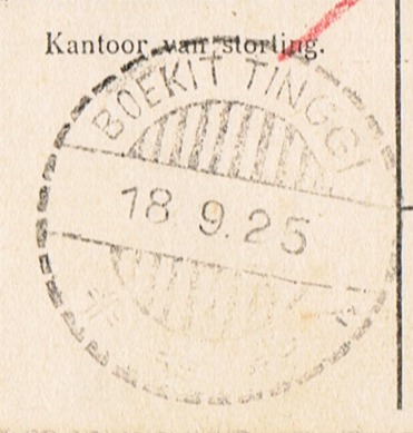 7 Figuur 16: Het langebalkstempel 030 van BOEKITTINGGI gebruikt op 26 mei en op 17 en 25 september 1943 (=18).