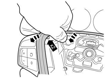 8 Klap de stuurwieleenheid voorzichtig terug, zodat de connectoren aan de bovenkant bereikbaar worden.