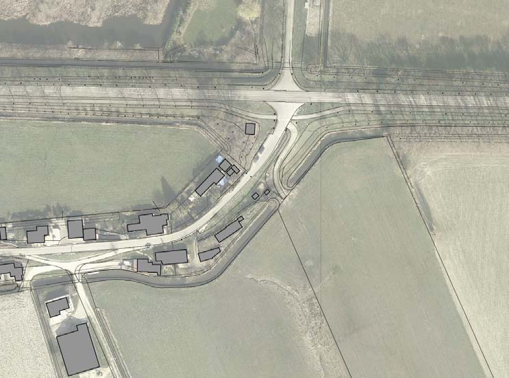 Dat betekent dat de aansluiting bij voorkeur in de noordoosthoek van het plangebied komt te liggen.