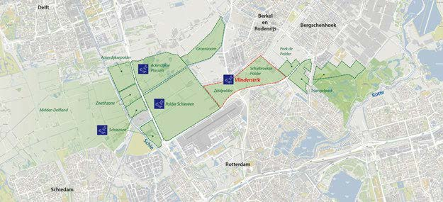 Vlinderstrik 100 ha Overgang polder park Verbinding oost