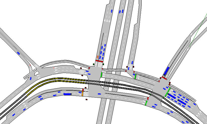 6. Verkeersafwikkeling Het ontwerp van de kruising is getoetst op de verkeersafwikkeling met een dynamisch simulatiemodel.