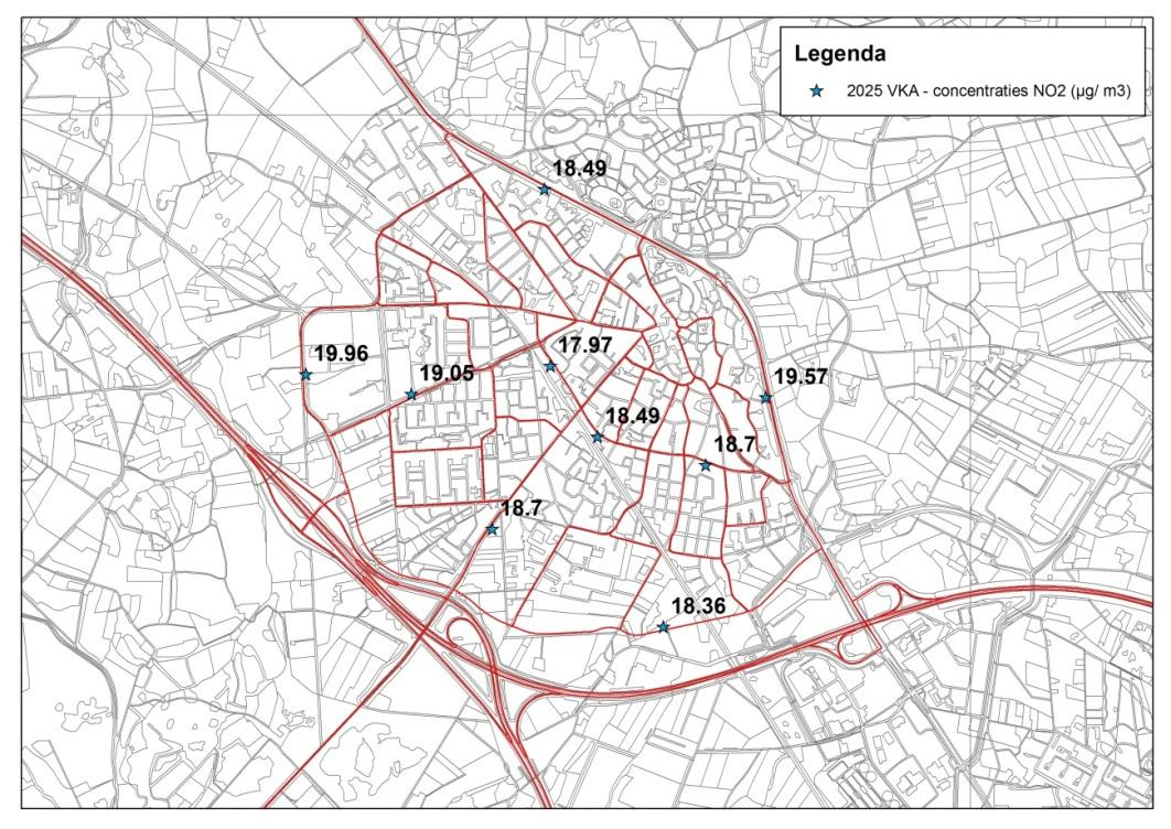 Afbeelding 5: Overzicht concentraties NO2 in de plansituatie met Zuidelijke randweg Afbeelding 6: Overzicht concentraties PM10 in de plansituatie met Zuidelijke randweg