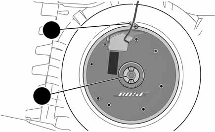 Ga voor het verwijderen van de subwoofer als volgt te werk: open de achterklep, trek aan de lus A-fig. 113, trek de bekleding omhoog en verwijder het vulstuk fig.