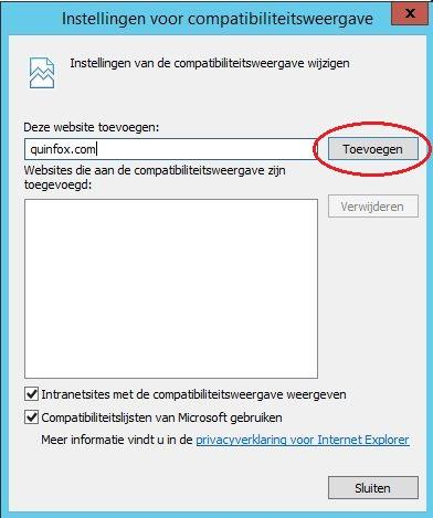 Wij adviseren om altijd de laatst beschikbare updates van uw besturingssysteem te installeren. 4. Instellen Internet Explorer voor een correcte werking met de website portal.