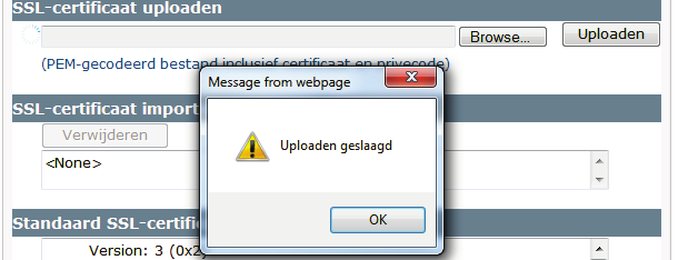 Bladeren (SSL certificaat): Klik op de knop "Bladeren" om het certificatiebestand te selecteren. Het certificaatbestand moet een PEM gecodeerde bestand (.