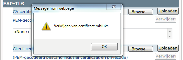 Client Certificaat: Het client certificaat en privésleutel worden gebruikt door de authenticatieserver