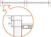 Teken ter hoogte van de rail de plaats van de zijstukken af op de wand (zie fig. 19). De afstand tussen de bovenzijde van de kast en het plafond moet minimaal 20