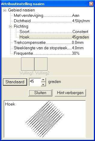 Om te controleren of de steek met versteviging ook daadwerkelijk zal worden geborduurd, klikt u op de knop Voorbeeld en eventueel kunt het scherm nog wat uitvergroten.