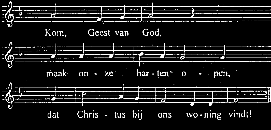 3 Kinderen gaan naar hun eigen ruimte RONDOM HET WOORD Gebed om de verlichting met de heilige Geest Aansluitend zingen wij: Kom, Geest van God (Nieuwe Liedboek, nr.