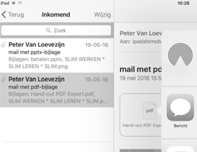 Vervolgens open je de mail op je ipad, bijvoorbeeld in de Mail-app, en opent dan de bijlage in een