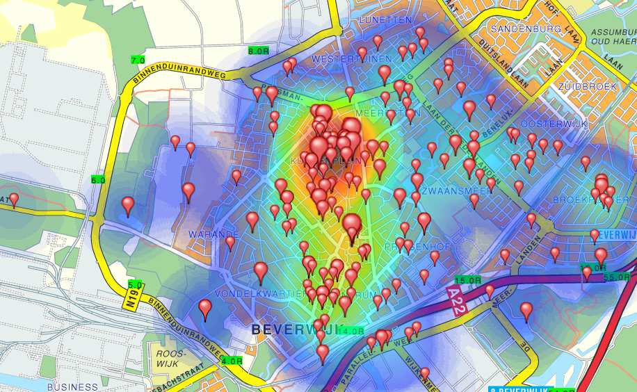 Figuur 4: hotspots 2015. 8 2.4 Toezicht en handhaving In 2014 is door de gemeente Beverwijk gestart met het uitvoeren van een nulmeting ten aanzien van de naleving van de Drank- en horecawet.