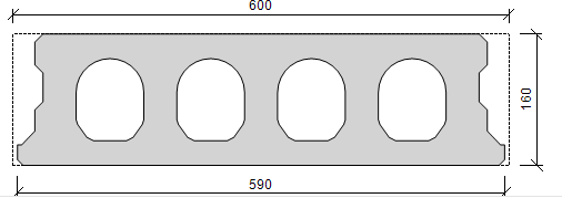 Pagina 12 / 32 3 Kanaalplaat 3.1 Doorsnede 3.1.1 VS16- h = 1 mm A = 596.71 cm 2 b = 590 mm I y = 17189.99 cm 4 b w,min = 200 mm e zt = 80.78 mm e zb = 79.