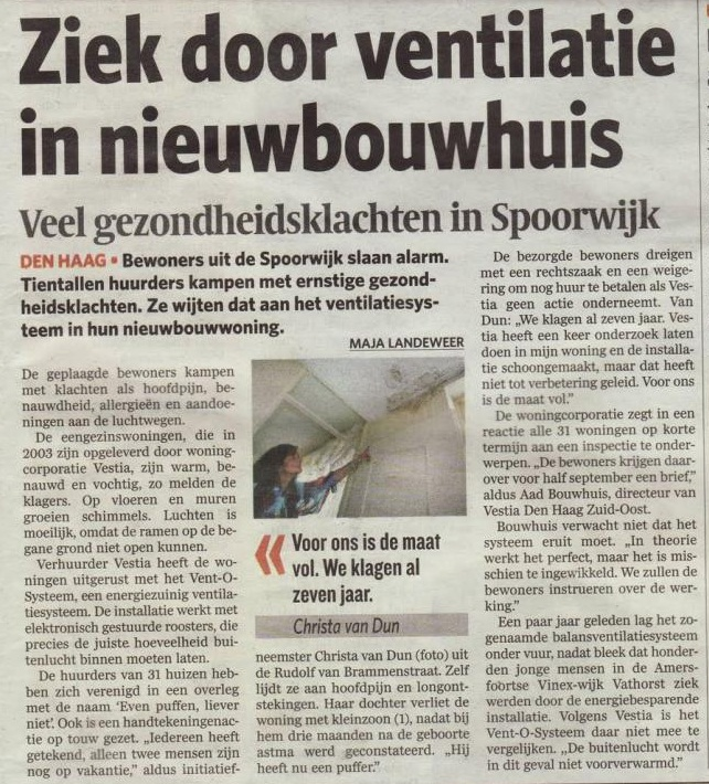 Betrouwbaarheid ventilatiesystemen In Nederland is actieplan ventilatie voor nieuwbouw (2012) mislukt Bouwprofessionelen en