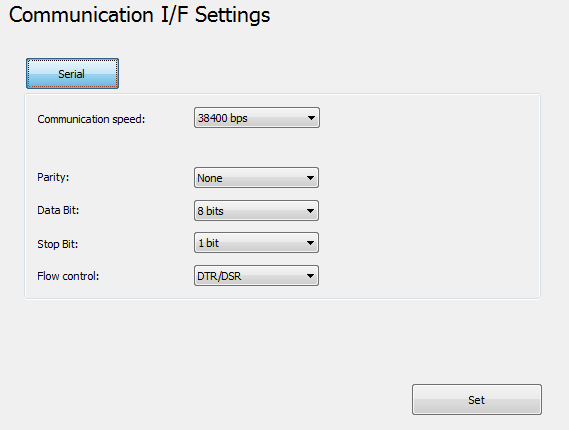 TM-T20 Utility Serial (Serieel) Hiermee configureert u de seriële communicatie.