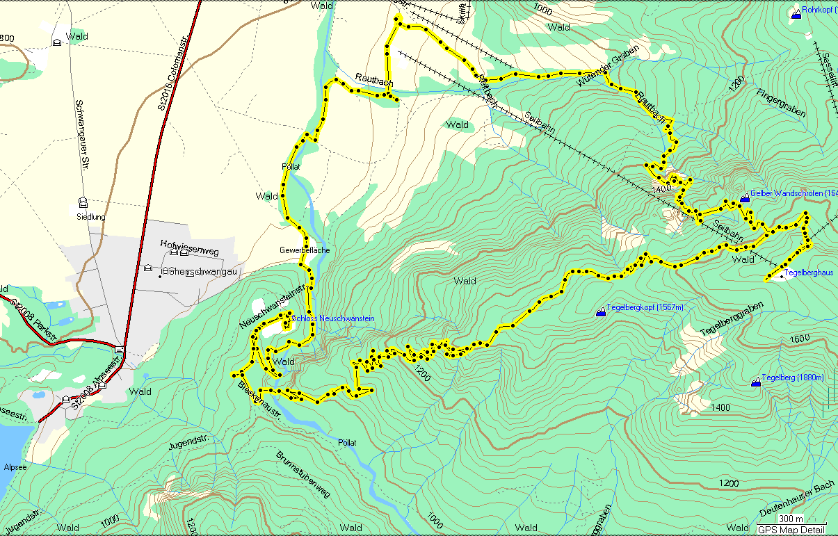 Hoogte (m Tegelberg 18-10-06 2200 2000 1800 1600 1400 1200 1000