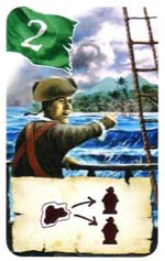 De speler mag één eilandkaart van een willekeurige medespeler trekken. Zijn kapitein moet niet op hetzelfde veld als de kapitein van de medespeler staan.