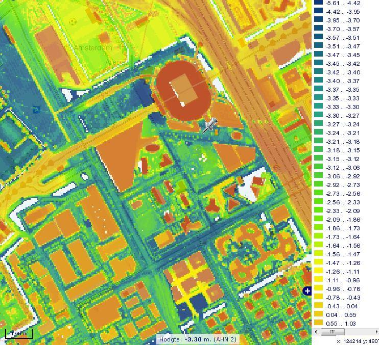 Figuur 4: Maaiveldhoogtes in het Plangebied ArenAPoort West (m +NAP) [15] 3.