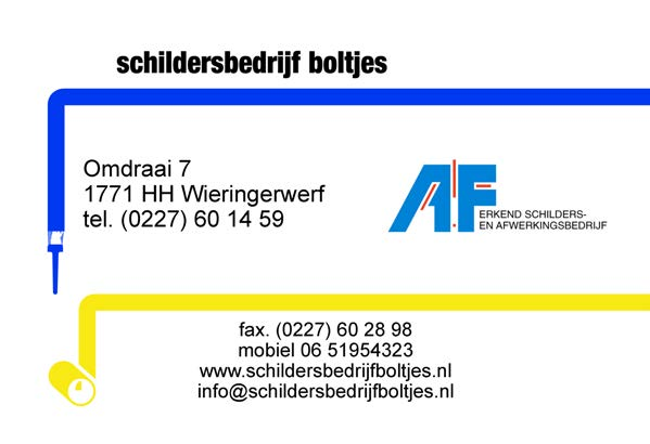 schildersbedrijf boltjes Nijverheidsweg 12 1775 BB Middenmeer Telefoon (0227) 50 27 10 Fax (0227) 50 21 08 www.hoto.nl Handelsonderneming J.