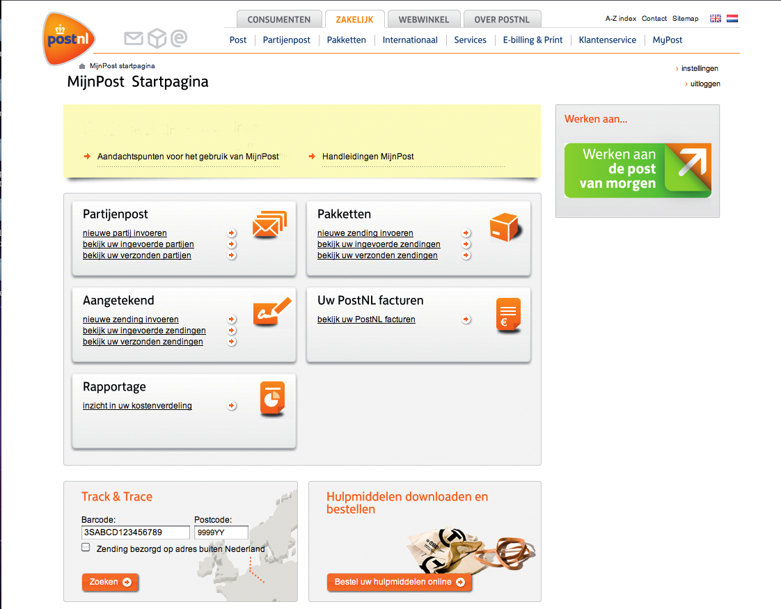 MijnPost is een online omgeving waar u snel en gemakkelijk gratis al uw postzaken kunt regelen. Zoals de verzending van uw Pakketten.