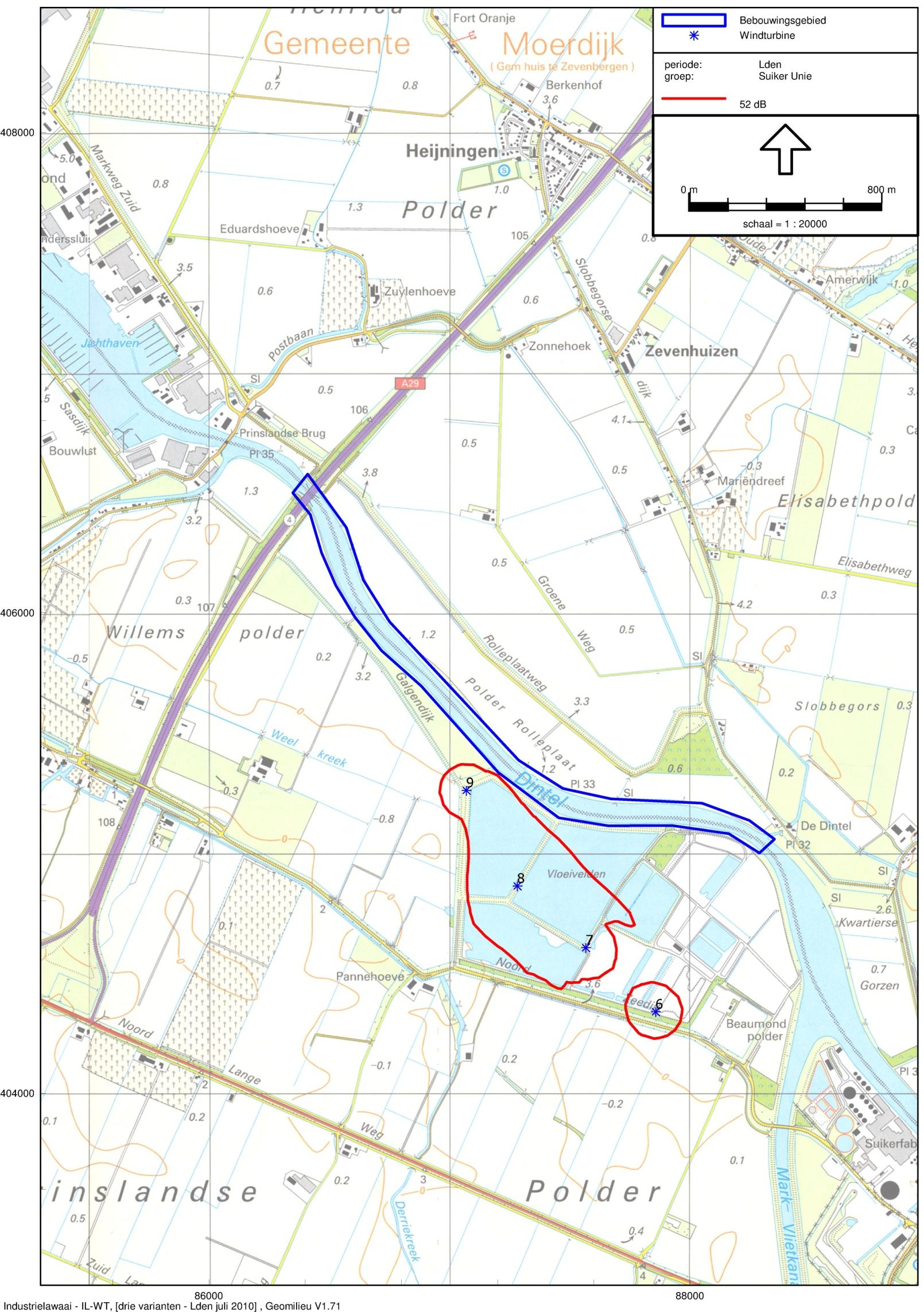 figuur 3 : geluidcontour windpark Suiker