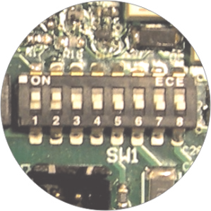 EL500SE Instellingen B eschrijving van de switchbalk SW configuratie dip-switch van de EL500SE microprocessor module Switchblok SW is het rechter dip-switchblok welk bereikbaar is na het openen van
