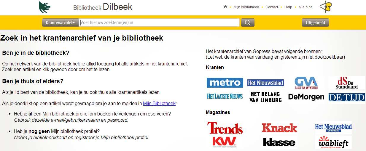 > Rechtstreeks met een URL Als je surft naar http://zoeken.dilbeek.bibliotheek.
