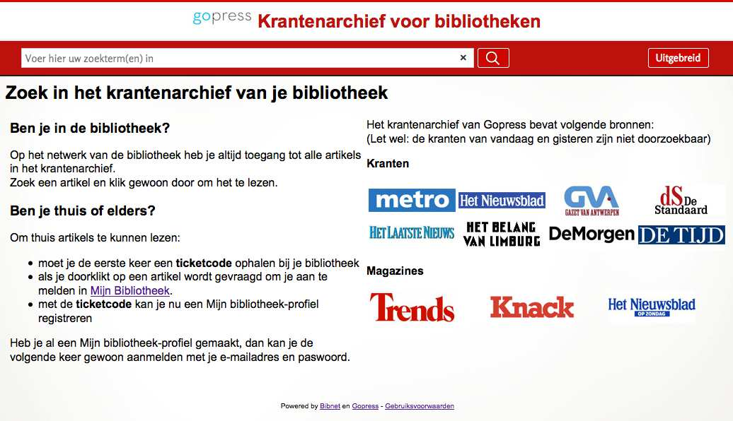 Voor bibliotheken niet in Bibliotheekportalen > Rechtstreeks met een URL Er is