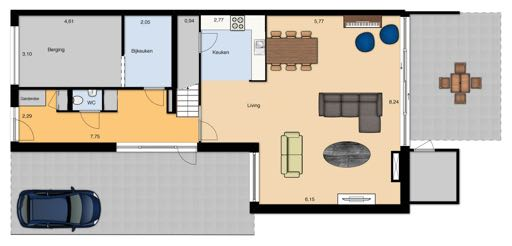 Plattegrond Begane grond Aan deze