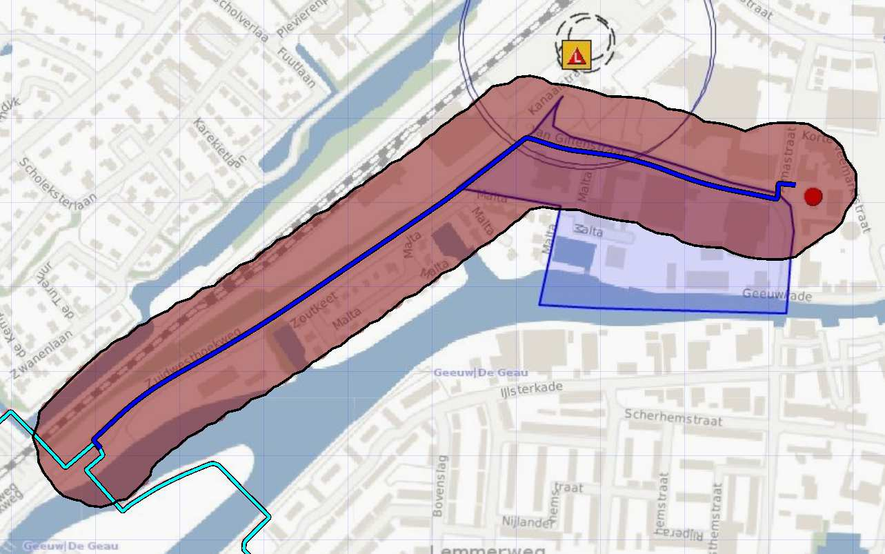 Transport van gevaarlijke stoffen door buisleidingen Door het plangebied loopt een hogedruk aardgastransportleiding van Gasunie.