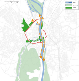 Deelrapport Ruimtelijk Onderbouwing Ruimtelijke Ontwikkeling van de Stad Wie de plattegrond van Maastricht bestudeert ziet gelijk enkele zeer herkenbare ruimtelijke elementen; een concentrische