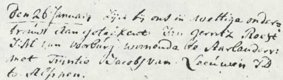 vervolgens het voors[egde] regt te voldoen, Gedaan 24 Januarij 1749 (is ondertekend:) trijntje jacobs van leeuwen.