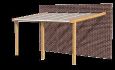 De douglas veranda is zeer robuust door het gebruik van gelamineerde staanders van 14x14 cm en gelamineerde liggers van 5,8x14 cm.