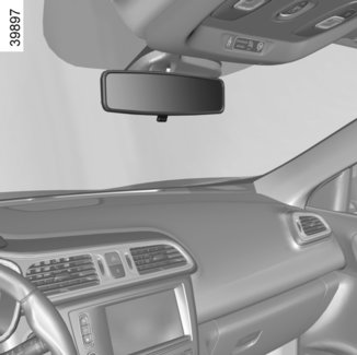 SPIEGELS (3/3) Spiegel zonder knopje 2 De spiegel wordt bij duisternis automatisch donkerder onder invloed van de verlichting van achter u rijdende voertuigen.