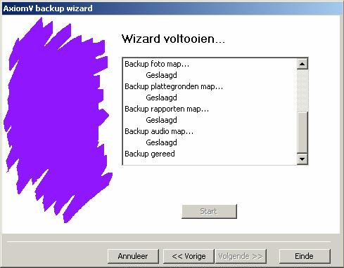 Klik op <Einde> om het backup programma te verlaten. 3.