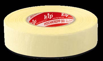 50 Breedte in mm 18 24 30 36 48 V.E. 32 24 20 16 12 303 CRÊPE TAPE Ideaal voor het afplakken van rondingen.