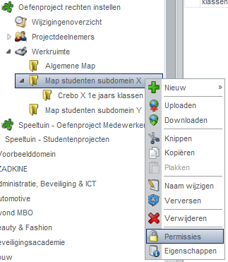 Bijvoorbeeld een map voor alle studenten van een subdomein.