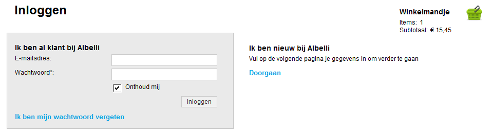 Hebt u al eerder bij Albelli besteld, dan kunt u inloggen en verder gaan met stap 9. In ons geval zijn wij een nieuwe klant.