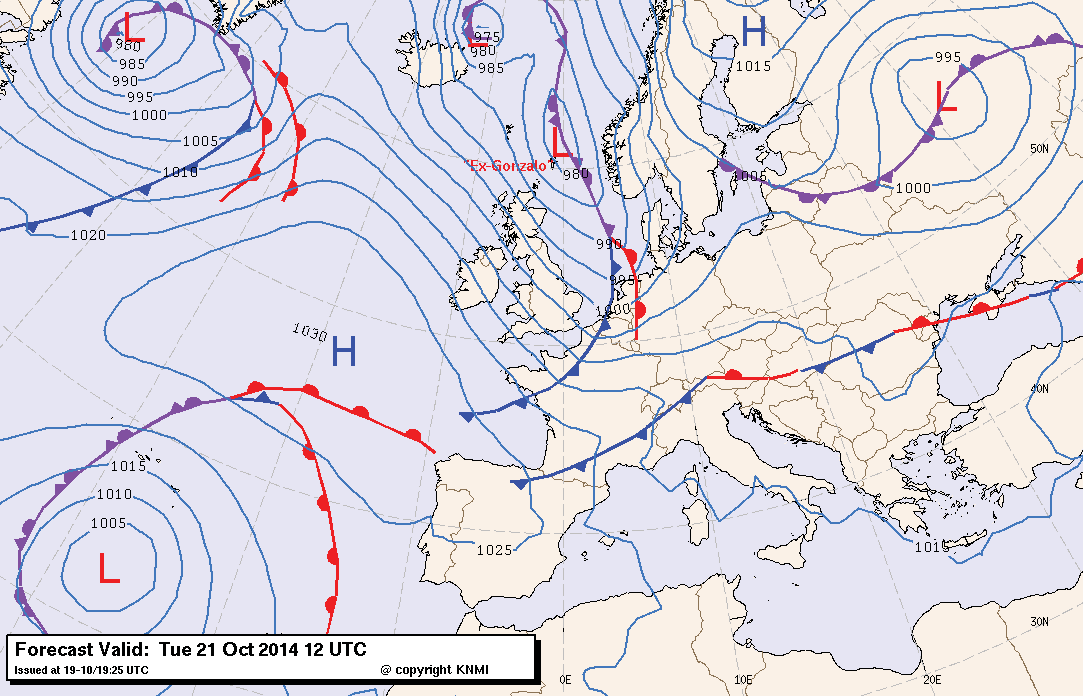 Weerkaarten KNMI via http://www.knmi.